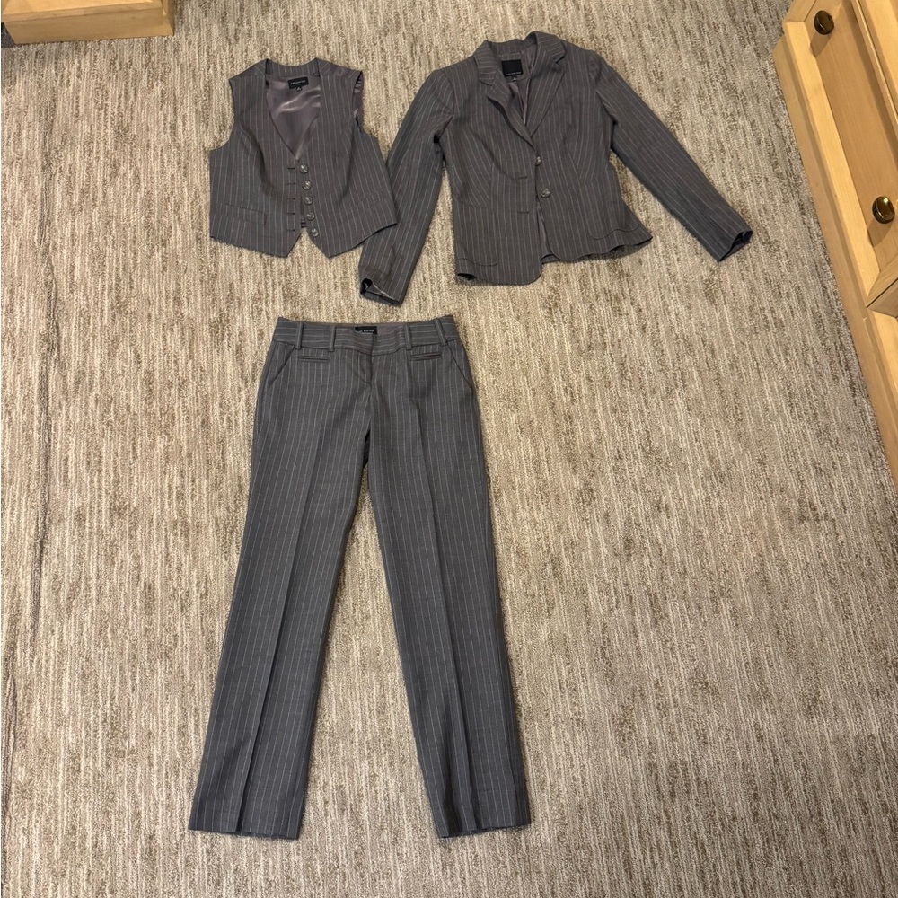 Gray women’s Pinstripe Limited 3-piece suit